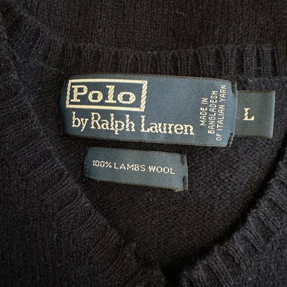 Vintage Polo Ralph Lauren Wool Sweater Vest Men’s Large Navy Red Pony Logo Y2K - Picture 2 of 7
